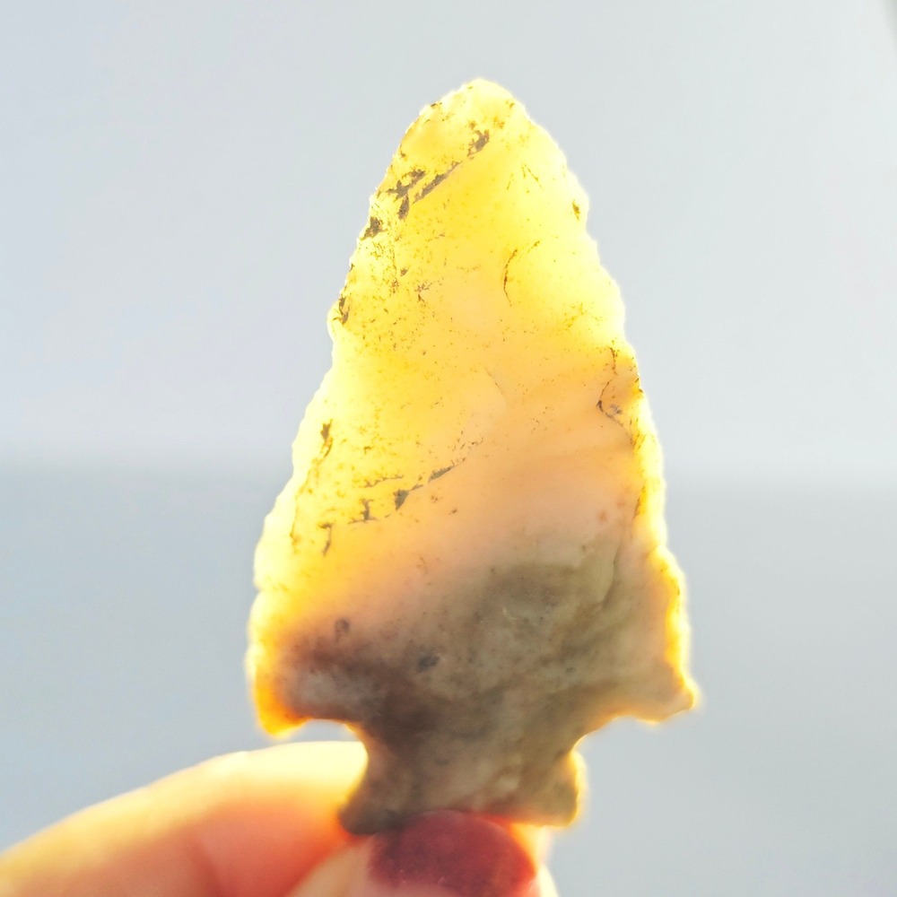 Authentic‎ Prehistoric Dart Point Arrowhead Archaic Translucent Chalcedony Chert